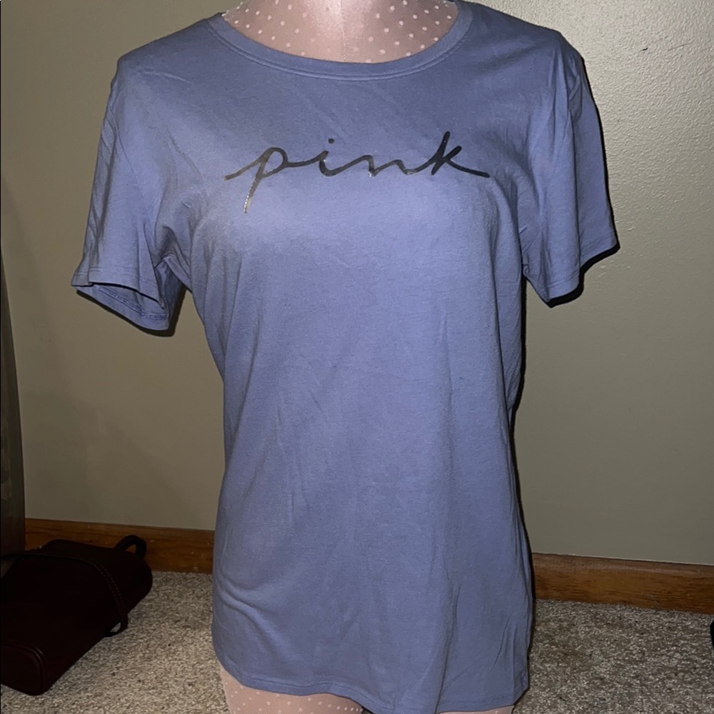 PINK Victoria's Secret Women's Blue T-Shirt